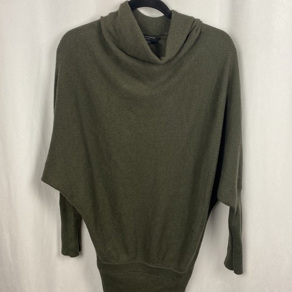 ALL SAINTS Ridley Dress Wool Cashmere Turtleneck - Dark Olive Green - Size Small - Picture 4 of 13